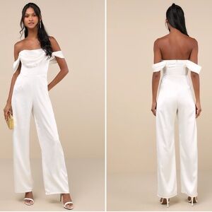 White Satin Jumpsuit (Lulu's)